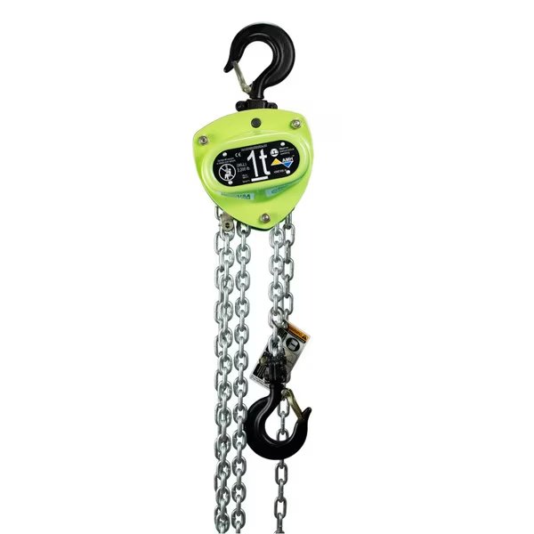 AMH Manual Hoist 1.5t-10'Lift-08'Drop-USA Chain w/Self Locking Hooks, All Material Handling, Mfr#: MA015-10-08UL